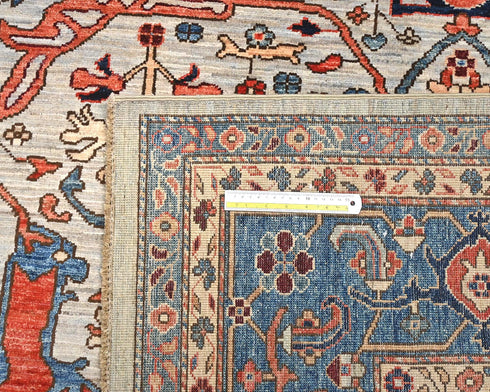 9x12 Gray Blue Aryana Afghan Hand Knotted Veg Dye Wool Area Rug